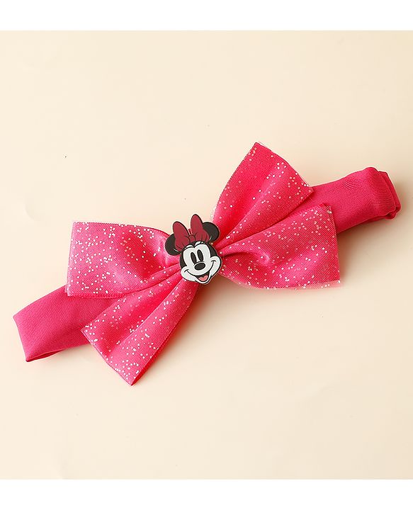 Babyhug Disney Headband With Minnie Mouse Bow Applique Free Size - Fuchsia
