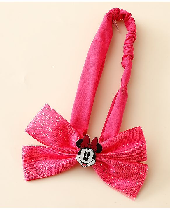 Babyhug Disney Headband With Minnie Mouse Bow Applique Free Size - Fuchsia