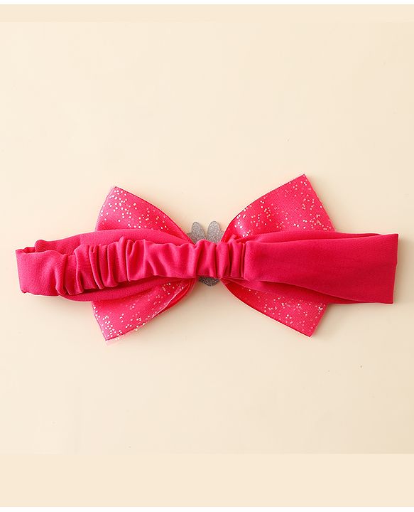Babyhug Disney Headband With Minnie Mouse Bow Applique Free Size - Fuchsia