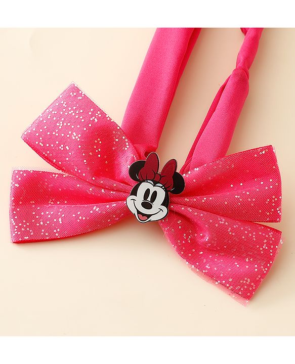 Babyhug Disney Headband With Minnie Mouse Bow Applique Free Size - Fuchsia