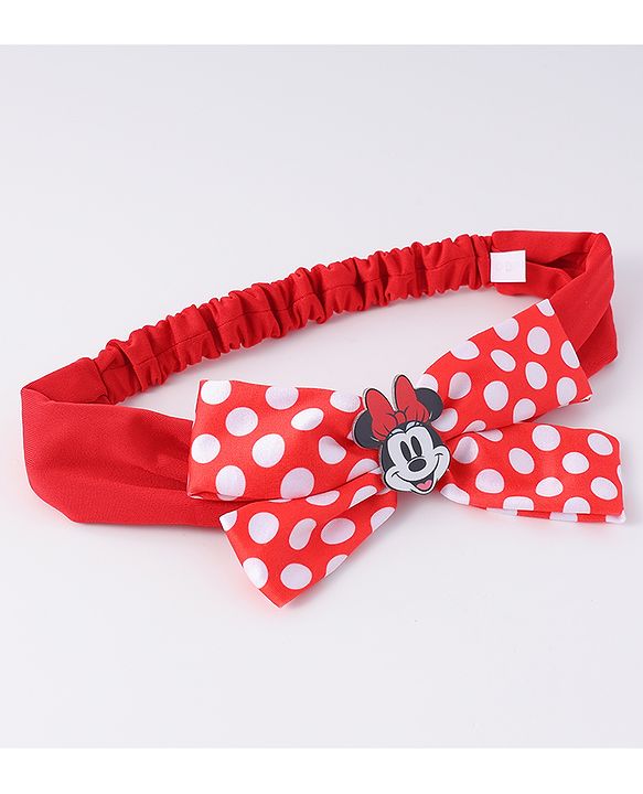 Babyhug Disney Free Size Headbands With Minnie Mouse Polka Dots Bow Applique - Red