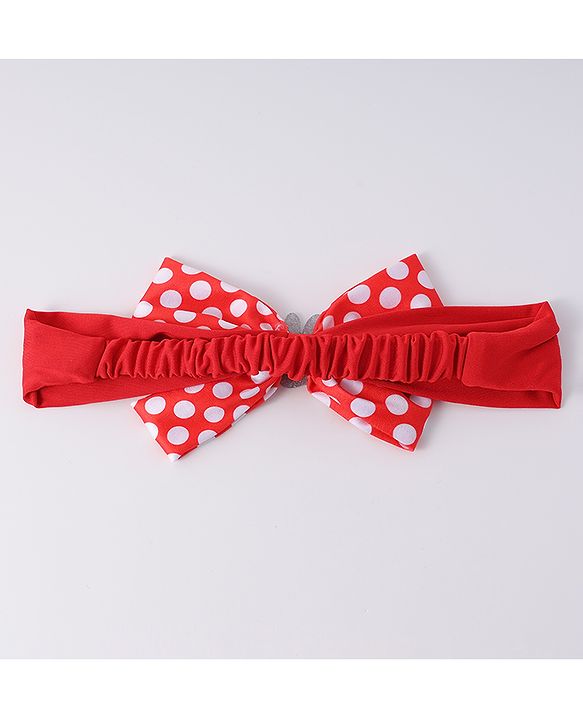 Babyhug Disney Free Size Headbands With Minnie Mouse Polka Dots Bow Applique - Red