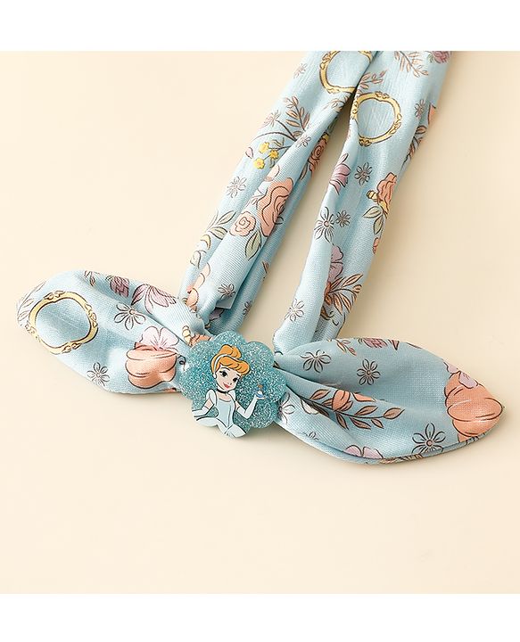 Babyhug Disney Free Size Headbands With Disney Princess Print Cinderella Bow Applique Pack of 2 - Pink & Blue