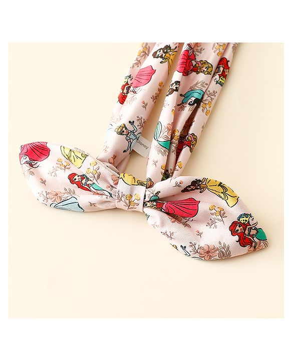 Babyhug Disney Free Size Headbands With Disney Princess Print Cinderella Bow Applique Pack of 2 - Pink & Blue