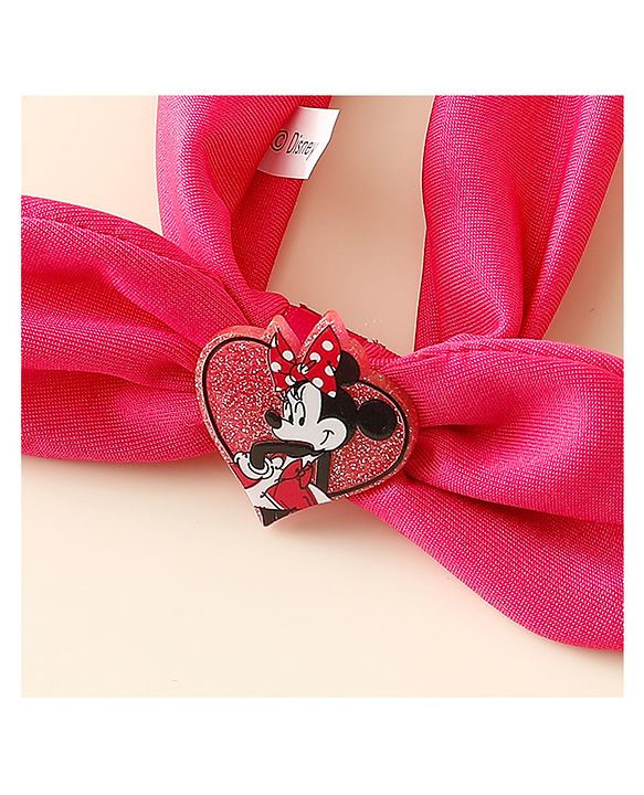 Babyhug Disney Free Size Headbands With Minnie Mouse Bow Applique & Print Pack of 2 - Fuchsia & Pink