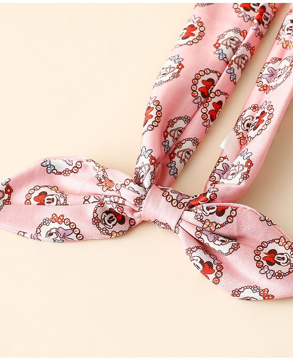 Babyhug Disney Free Size Headbands With Minnie Mouse Bow Applique & Print Pack of 2 - Fuchsia & Pink
