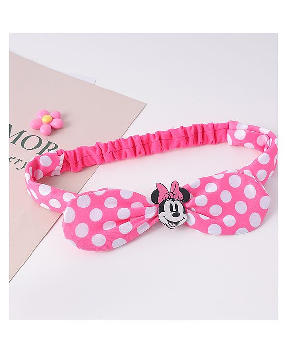 Babyhug Disney Headband With Minnie Mouse Bow Applique Free Size - Pink