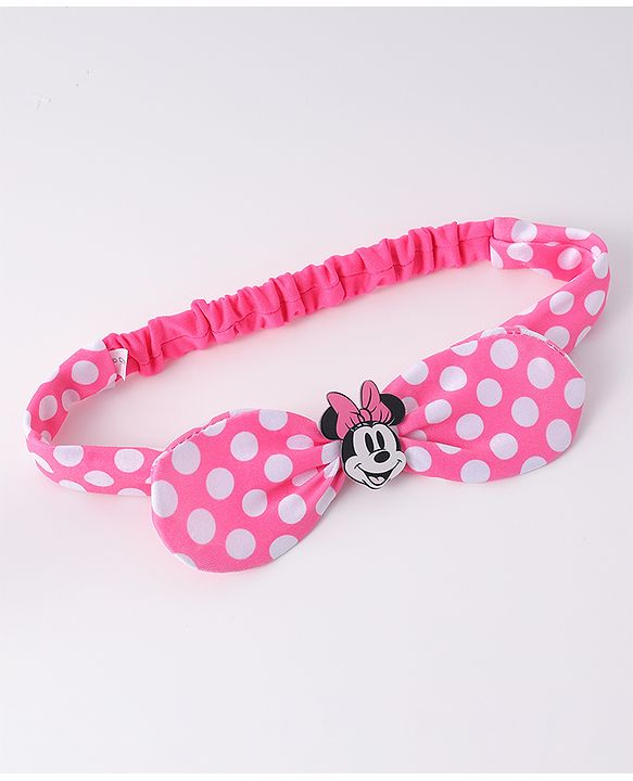 Babyhug Disney Headband With Minnie Mouse Bow Applique Free Size - Pink