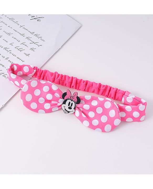 Babyhug Disney Headband With Minnie Mouse Bow Applique Free Size - Pink
