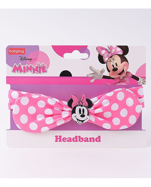 Babyhug Disney Headband With Minnie Mouse Bow Applique Free Size - Pink