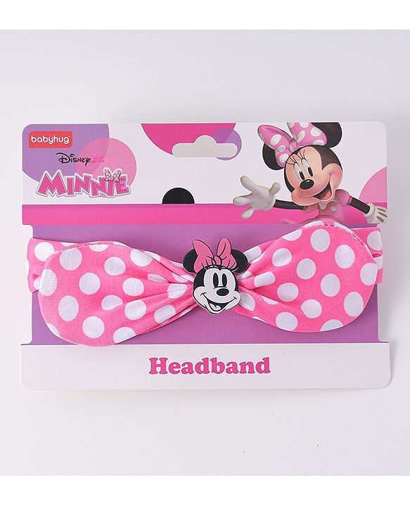 Babyhug Disney Headband With Minnie Mouse Bow Applique Free Size - Pink