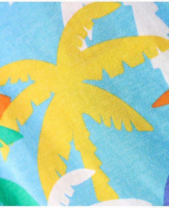 Babyhug Cotton Knit Half Sleeves Co-ords Night Suit with Coconut Tree Print - Light Blue