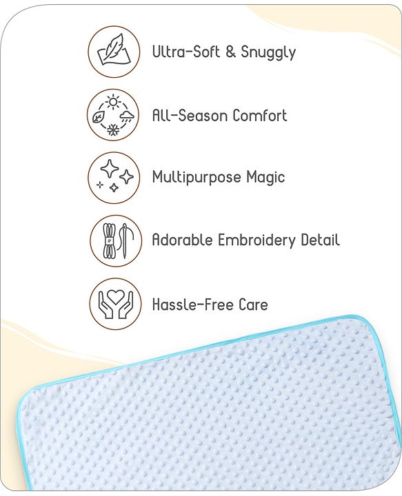 Babyhug Bubble Embroidered Hooded Wrapper Lion Patch - Blue