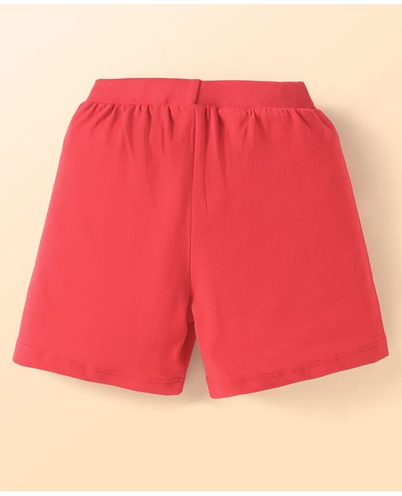 Babyhug Cotton Single Jersey Knit Striped Shorts With Ball Print Pack of 3 - Red & Blue