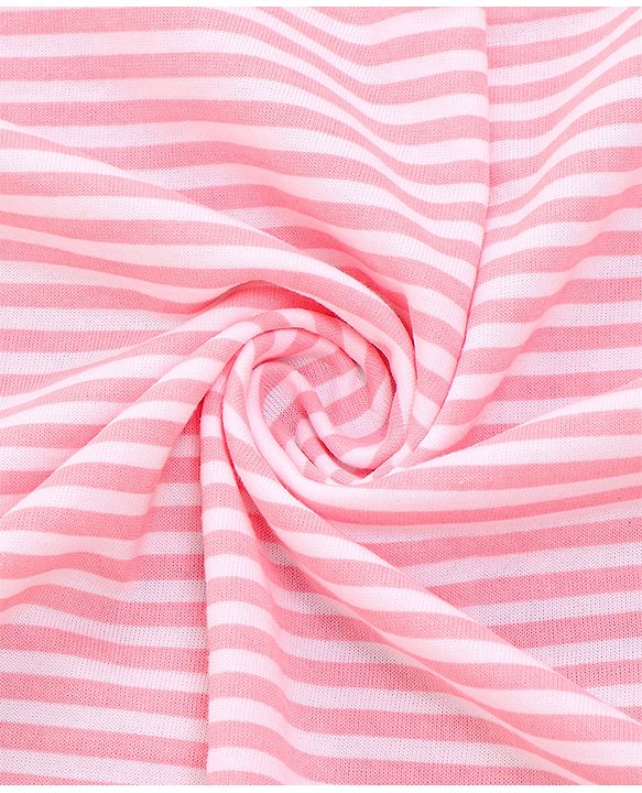 Babyhug Terry Knit Striped Hooded Towel With Cow Patch L 81 x B 75 cm - Pink