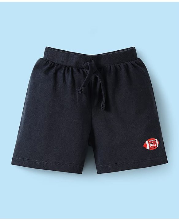 Babyhug 100% Cotton Single Jersey Knit Shorts with Stripes & Sport Theme Print Pack of 3 - Grey & Black