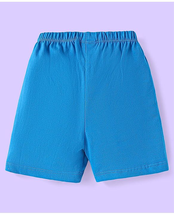 Babyhug Cotton Knit Knee Length Striped & Lion Printed Shorts Pack of 3 - Blue White & Light Blue
