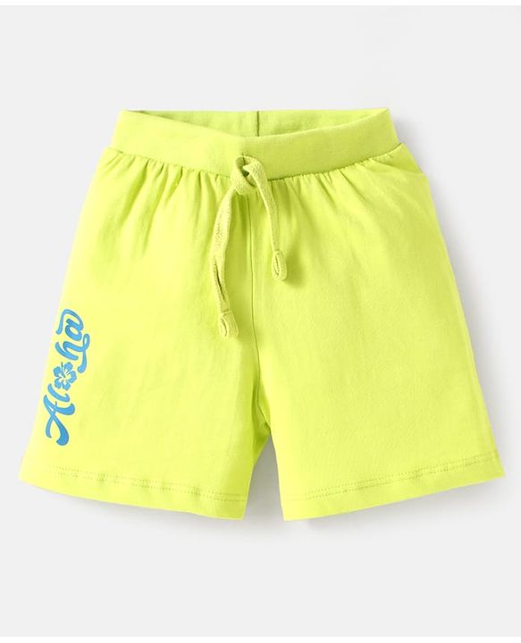 Babyhug Cotton Single Jersey Knit Striped Shorts With Leafy Print Pack of 3 - Lime Green & Navy