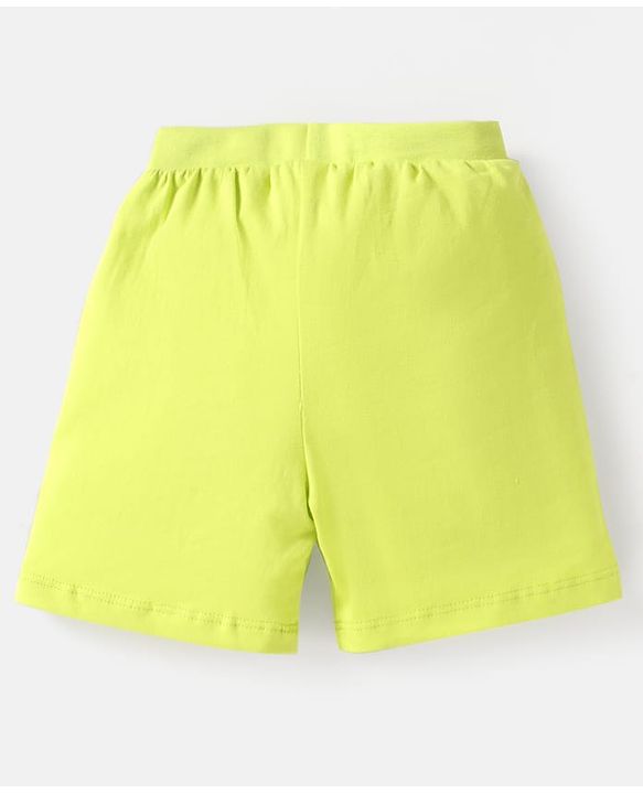 Babyhug Cotton Single Jersey Knit Striped Shorts With Leafy Print Pack of 3 - Lime Green & Navy