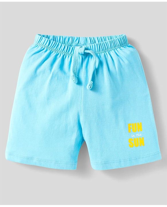 Babyhug Cotton Knit Shorts With Striped & Beach Theme Print Pack Of 3 - Light Blue Orange & Yellow