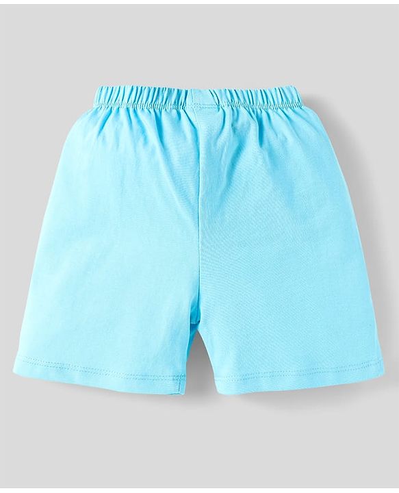 Babyhug Cotton Knit Shorts With Striped & Beach Theme Print Pack Of 3 - Light Blue Orange & Yellow