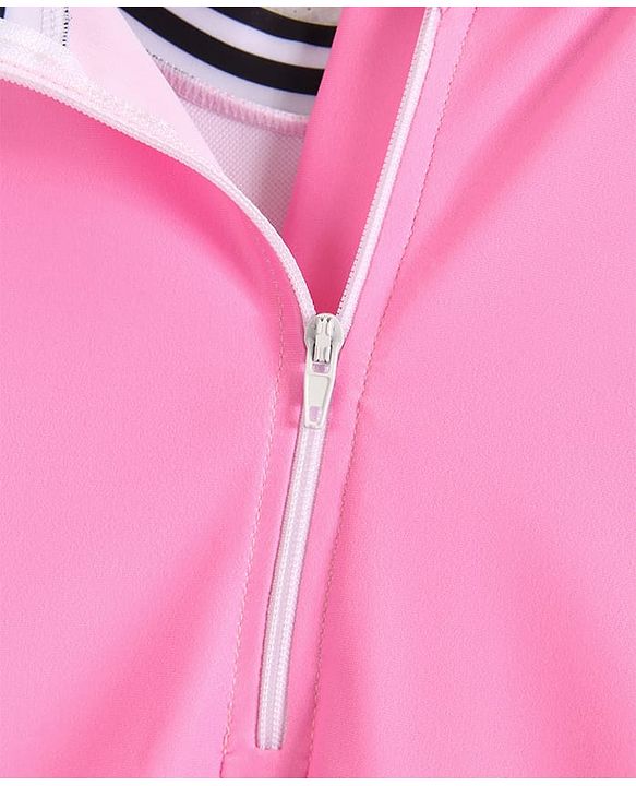 Pine Active Half Sleeves Frock Swimsuit With Logo Print - Pink