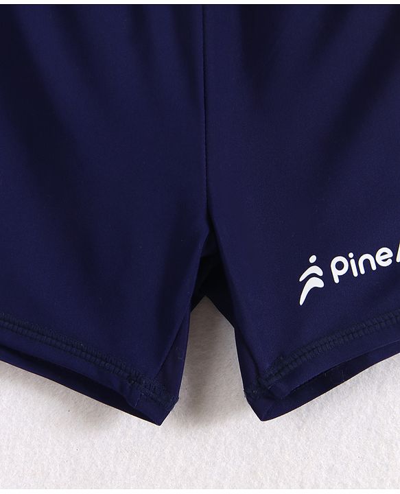 Pine Active Half Raglan Sleeves Two Piece Swimsuit With Logo Print - Yellow & Navy Blue