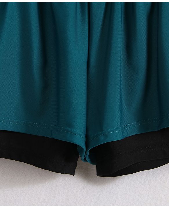 Pine Active Full Raglan Sleeves Two Piece Swimsuit With Logo Print - White & Dark Green