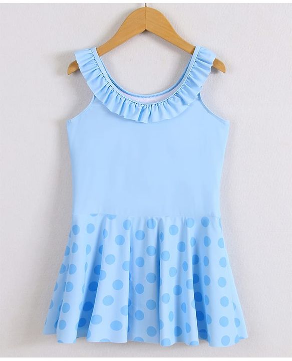 Pine Kids Sleeveless Frock Swimsuit With Floral Print - Light Blue