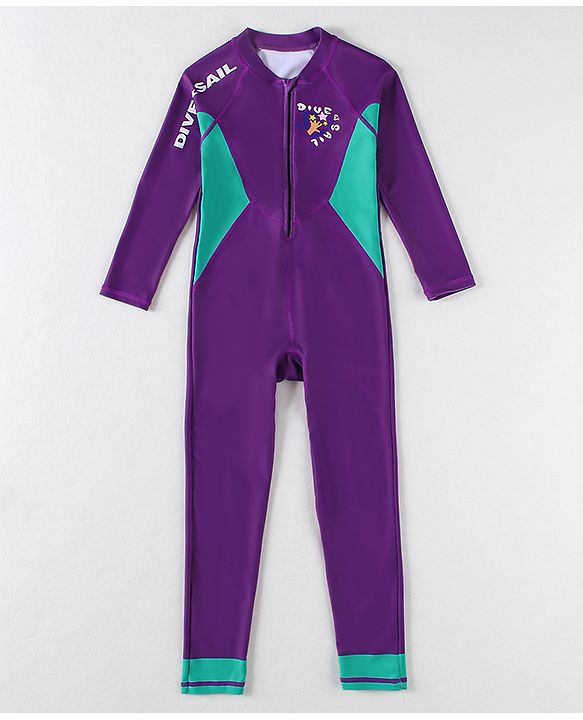 Pine Active Full Sleeves Legged Swimsuit - Purple