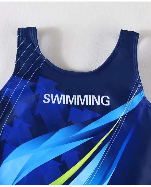 Pine Active Legged Swimsuit With Swimming Print - Blue