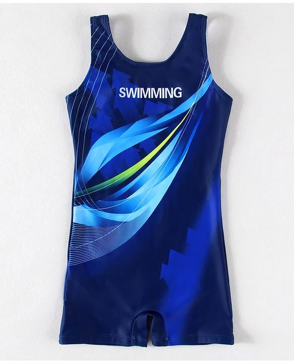 Pine Active Legged Swimsuit With Swimming Print - Blue