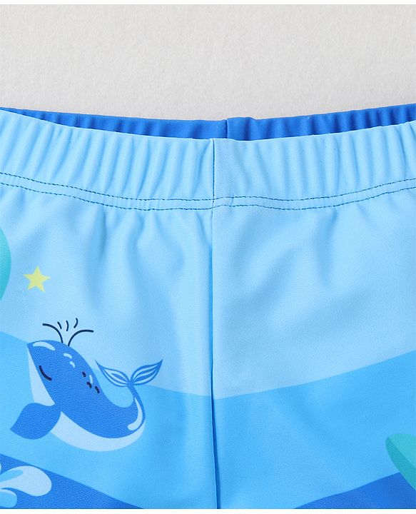 Babyhug Swimming Trunk With Dino Print - Blue