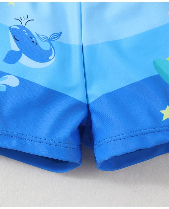 Babyhug Swimming Trunk With Dino Print - Blue