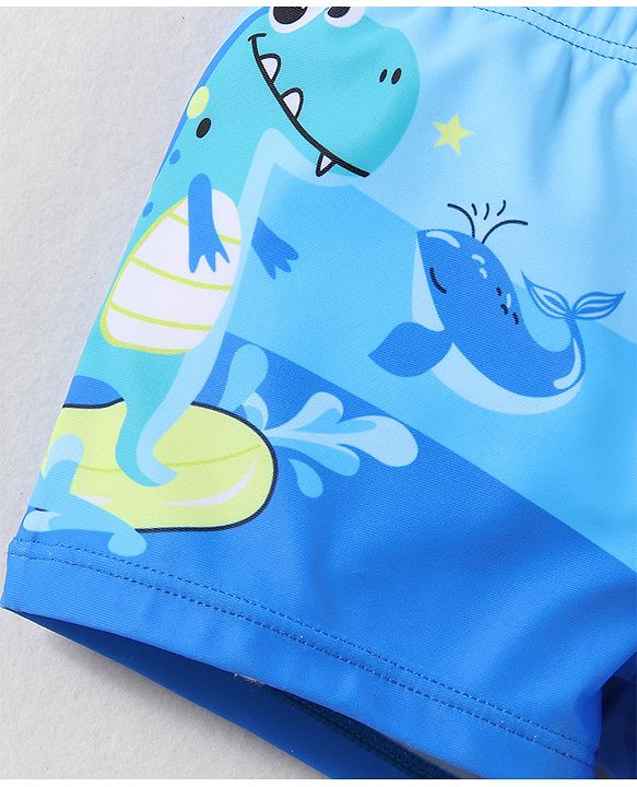 Babyhug Swimming Trunk With Dino Print - Blue