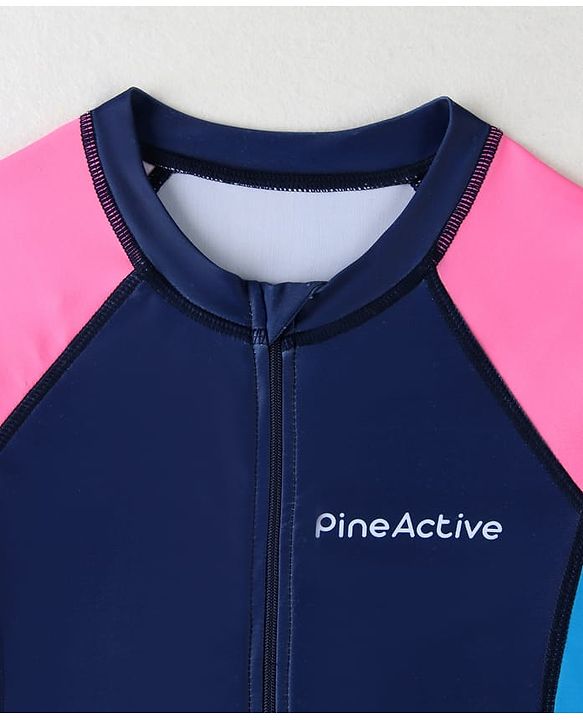 Pine Active Raglan Full Sleeves Legged Swimsuit - Navy Blue