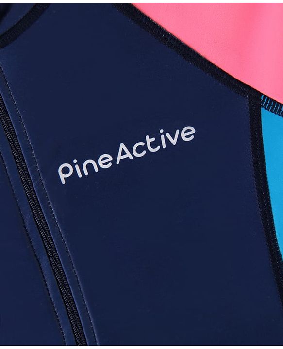 Pine Active Raglan Full Sleeves Legged Swimsuit - Navy Blue