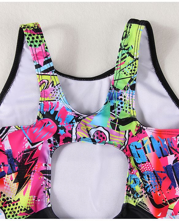 Pine Active Sleeveless Printed Legged Swimsuit - Black