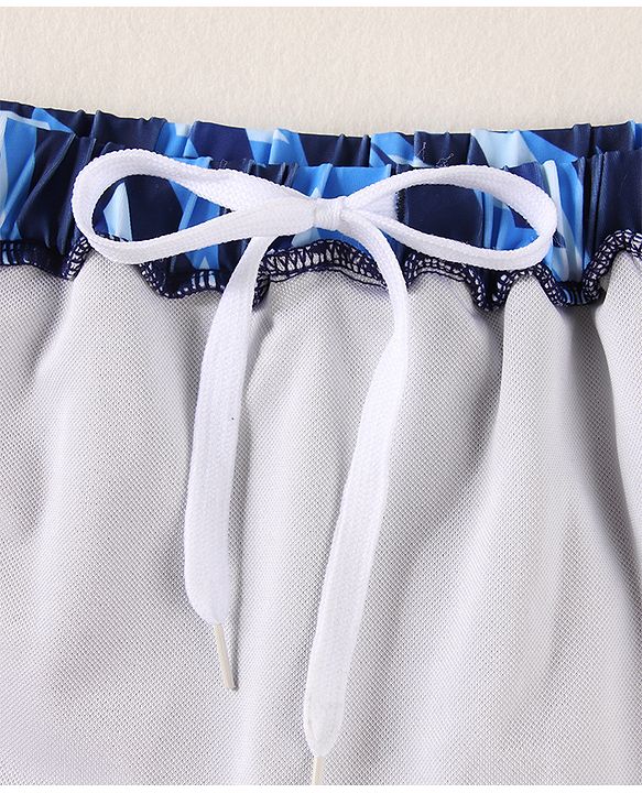Pine Active Half Sleeves Two Piece Swimsuit With Whale Print - Blue