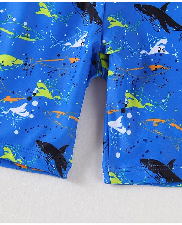 Pine Kids Swimming Trunk With Shark Print - Blue