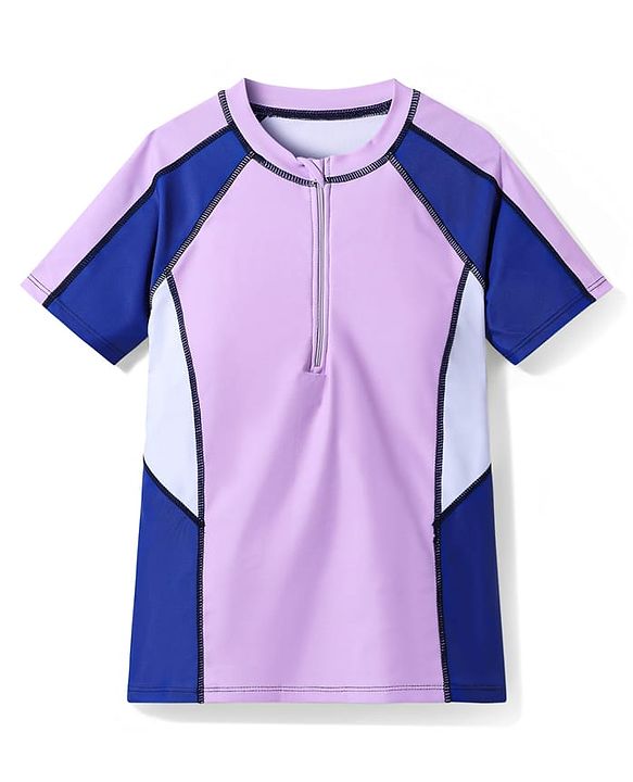 Pine Active Half Raglan Sleeves Two Piece Swimsuit - Purple