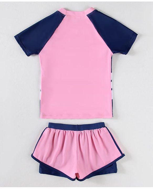 Pine Kids Half Sleeves Two Piece Swimsuit - Pink