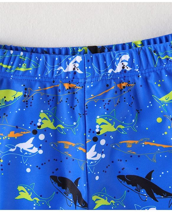 Pine Kids Swimming Trunk With Shark Print - Blue