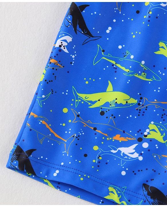 Pine Kids Swimming Trunk With Shark Print - Blue