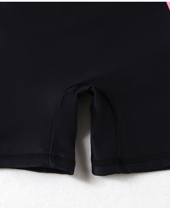 Pine Active Half Raglan Sleeves Legged Swimsuit - Black