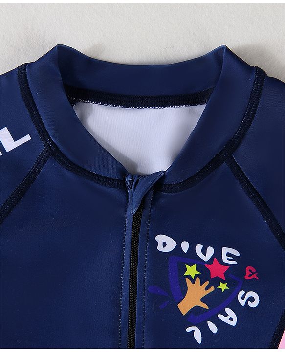 Pine Active Full Raglan Sleeves Legged Swimsuit - Navy Blue