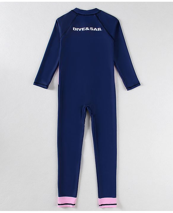 Pine Active Full Raglan Sleeves Legged Swimsuit - Navy Blue