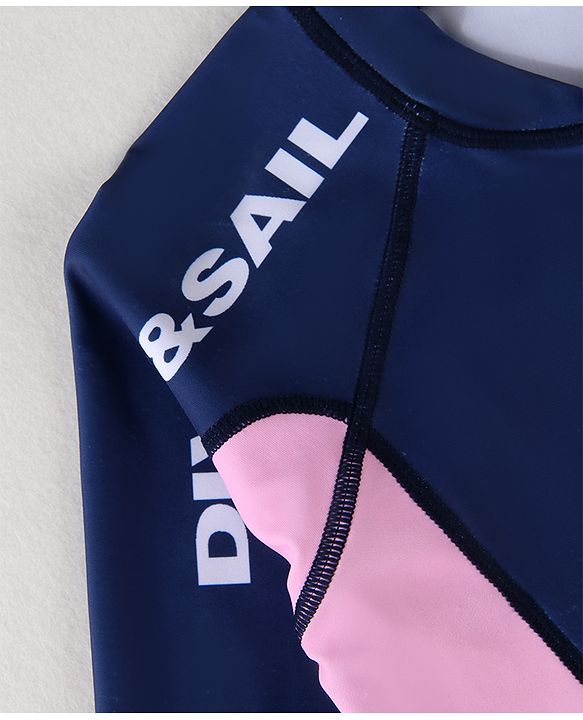 Pine Active Full Raglan Sleeves Legged Swimsuit - Navy Blue