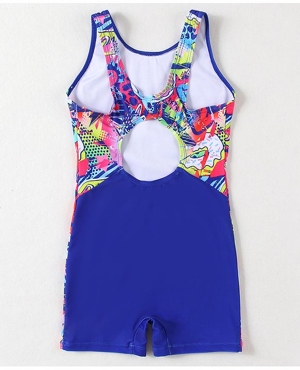Pine Active Sleeveless Printed Legged Swimsuit - Blue
