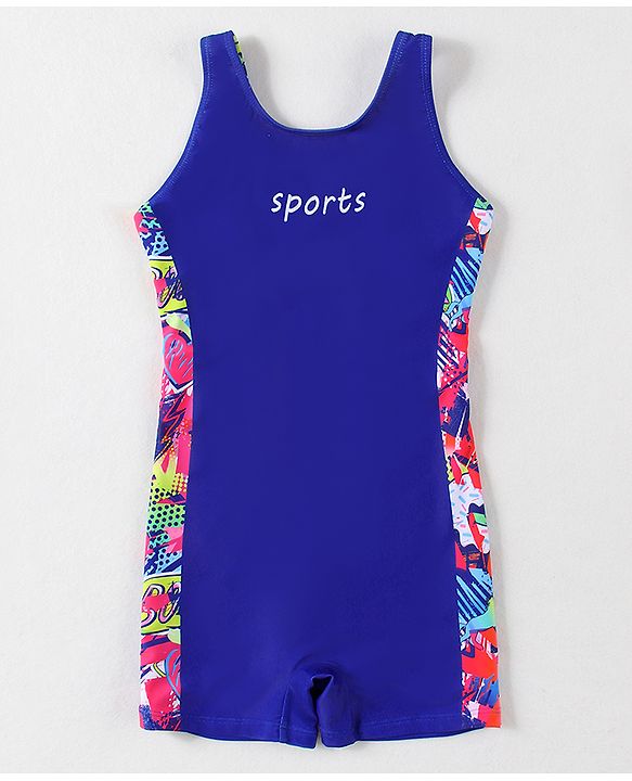 Pine Active Sleeveless Printed Legged Swimsuit - Blue